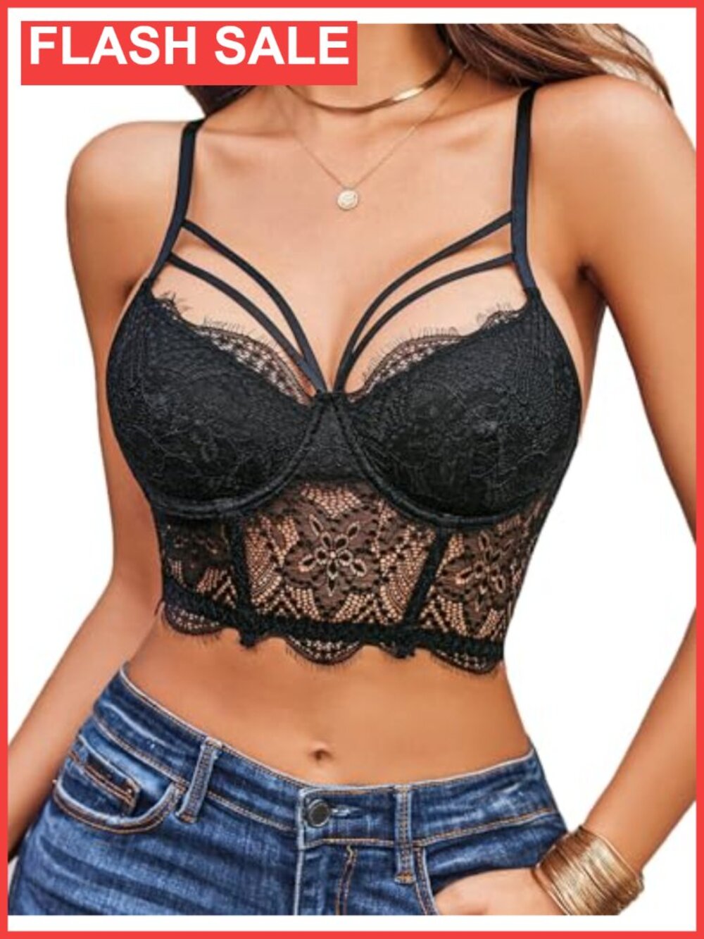 Lace Bralette Camisole Underwire Tank Top Floral Lace V Neck Sleeveless